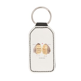 Mr. & Mrs. Panda Rectangular Keyring Owl Love Gift Lucky Charm Word Game Funny Couple Guardian Angel Love Saying Friend, White