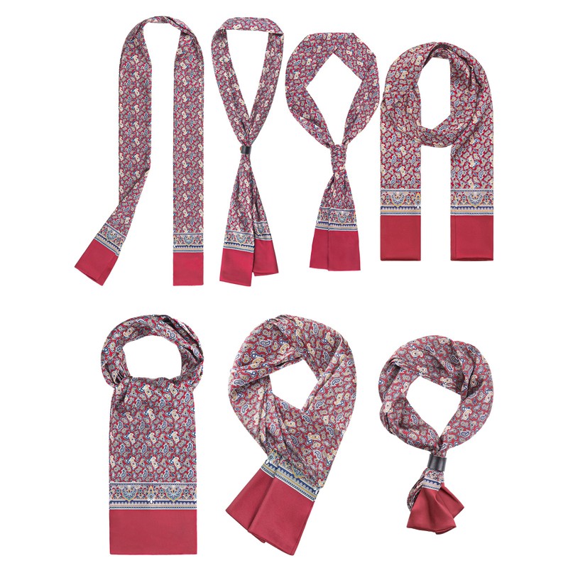 WANYING Men's Faux Silk Ascot Tie Scarf Multifunctional Neckerchief Long