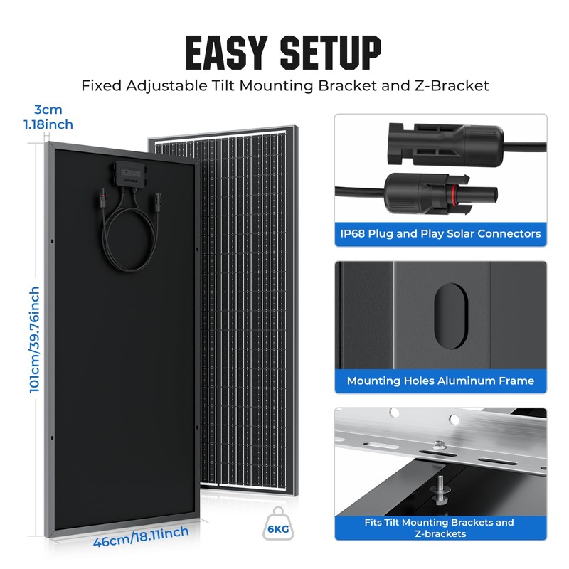 Rvpozwer 18BB 100 Watt Solar Panel, N-Type 12V 100W Solar