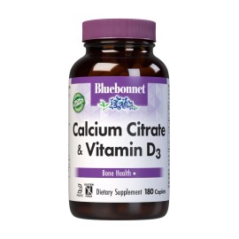 BlueBonnet Calcium Citrate Plus Vitamin D3 180 Caplets Bone Health Support