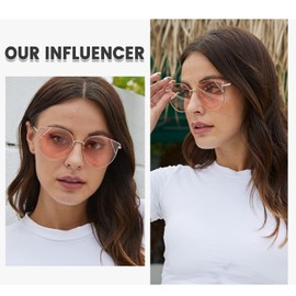 DUCO Oversized Cat Eye Sunglasses for Women Retro Round Polarized Sun Glasses UV400 Protection W018