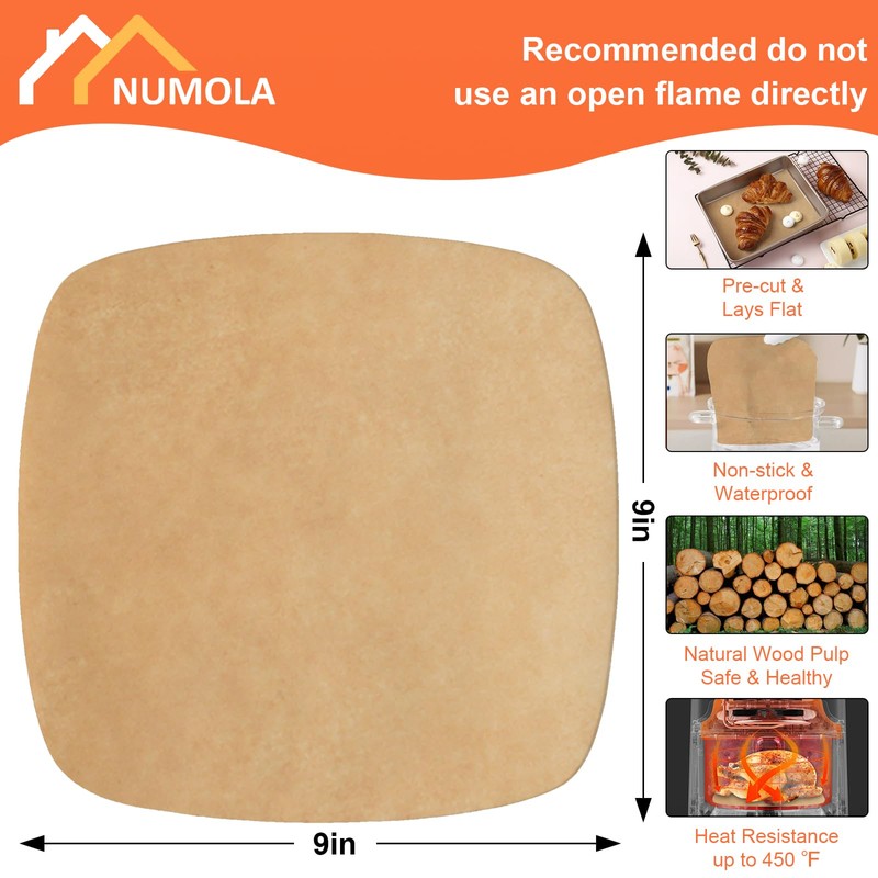 Air Fryer Liners Disposable Parchment Paper Sheets, 9 Inch Unbleached