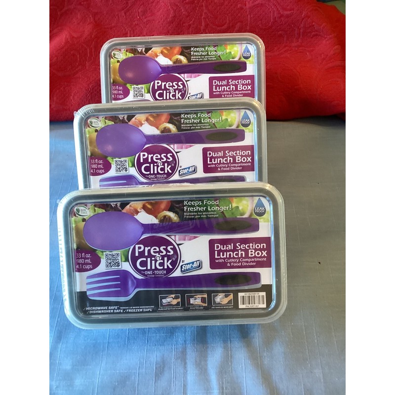 Stor-All Solutions Press 'n Click Dual Section Lunch Box w/cutlery