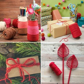 2mm Red Cotton String, 100M Cotton Bakers Twine for Gift Packaging, DIY Arts and Crafts, Gardening, Cooking, Tying Meats, Butchers Twine, Baking, Scrapbook, Home Decorations and Christmas Ornaments
