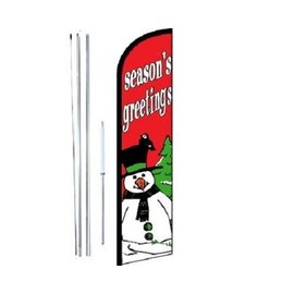Season's Greetings (Snowman) Windless Swooper Flag With Complete Hybrid Pole set