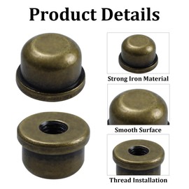 PDETVEO 4PCS 1/4-27 Solid Lamp Finials, 1/2 Inch Tall Tapped Lamp Shade Holder Harp Lamp Finial, Bronze Decorative Knob for Lighting Accessories/Home Decor