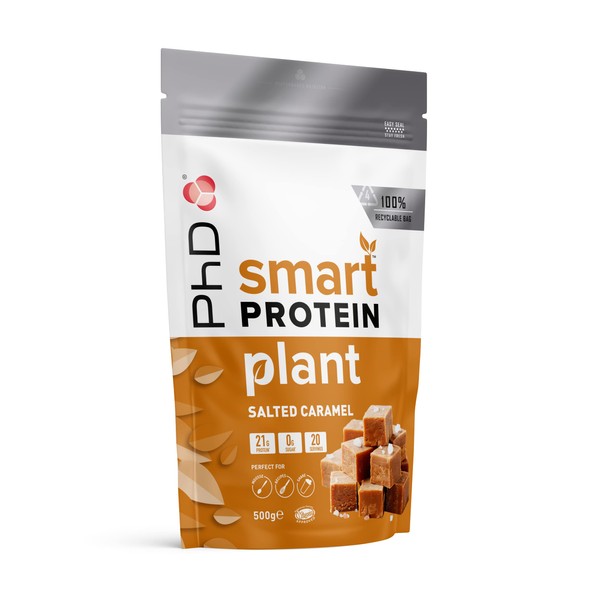 Phd Smart Plant, high Protein Vegan Shake, Ideal for Shakes, Baking and Deserts, Salted Caramel,500g