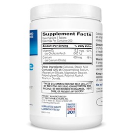 21st Century Calcium Citrate Plus D3 Maximum - 630 mg Calcium, Bone Health Support, Easily Absorbable, Gluten Free, Non-GMO, Compare to Citracal +D3, 