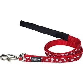 Red Dingo Padded Handle Dog Lead 1.2m Design, White Spots on Red, Small 15mm
