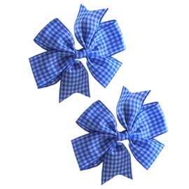 2 x 'Flat Fan' Bow Hair Clips | Hair Slides | School Hair | School Gingham Colours