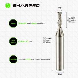 SHARPRO 1/8 Router Bit 1/4 Shank, Upcut Spiral Router Bit 1/4 Inch Shank 1/8 Inch Cutting Dia. 1/4 Inch CNC Router Bits, Up Cut Router Bit Solid Carbide, Ideal for Wood Inlay, Plunge Plastic 5PCS