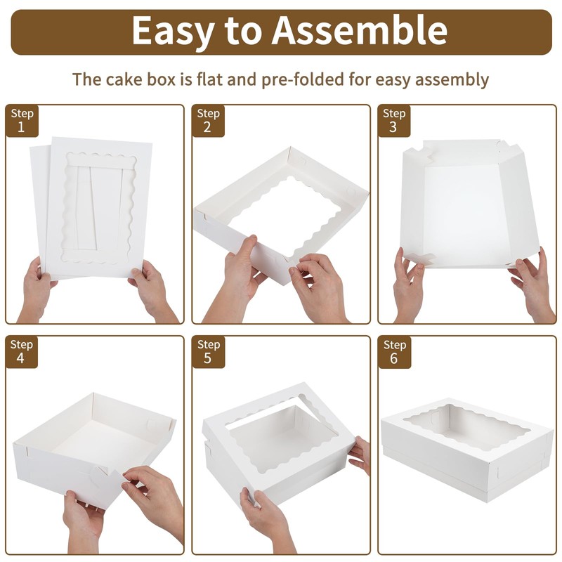 Moretoes 20pcs 14x10x4in Sheet Cake Boxes, White Quarter Bakery Boxes