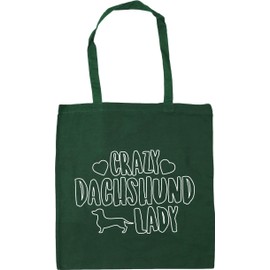 Hippowarehouse Crazy Dachshund lady dog Tote Shopping Gym Beach Bag 42cm x38cm, 10 litres