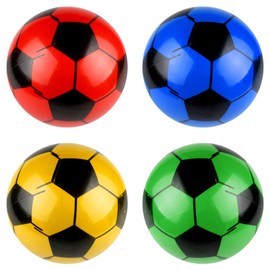 PVC Plastic football (Pack of 4) for Kids, Indoor Outdoor Play Beach, Home,Birthday, Park,School Fun Fair, Swimming Pool,& Parties Soccer Shoot toy balls Lightweight Adjustable Inflatable Random Color