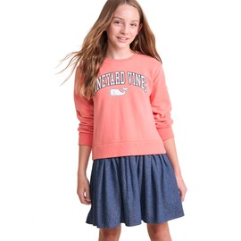 vineyard vines Girls' Sweatshirt Woven Dress, Just Peachy
