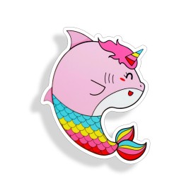 Real Sticky Sharkicorn Sticker Girl Kid Shark Unicorn Pink Car Vehicle Window Bumper Decal