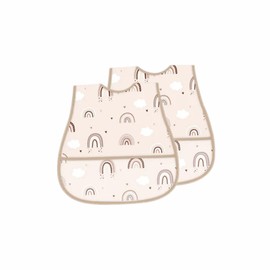 Baby Bib Wipe Clean Baby Bib Feeding Bibs with Food Scraps Catcher Pocket Soft Adjustable Snaps Feeding Bib Unisex Infant Bibs Ideal for Messy Meal Times Activities Cloud Design L35xW28cm (2Pc)