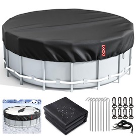 LXKCKJ 21 Ft Round Pool Cover, Winter Covers for Above Ground Pool, Winter Pool Cover Protector with Drawstring Design Increase Stability, PE Tarp Ideal for Waterproof and Dustproof (Black)