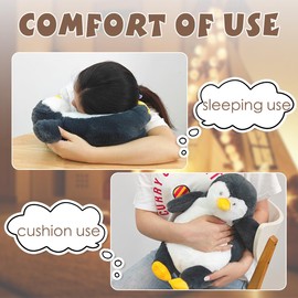 ARELUX Large Penguin Plush Stuffed Animal Hugging Pillow:Soft Giant Sleeping Body Warm Fluffy Pillow for Kids Adorable Chubby Penguin Plushie Toy Creative Gift for Girls Dormitory(23.6in)