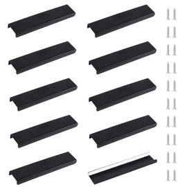 MOROBOR 10 Pack Finger Edge Pull, Self-Stick Instant Cabinet Drawer Pulls Handle Right Angle Plastic Invisible Wardrobe Knobs for Kitchen Bedroom Livingroom, 14.5cm/Black