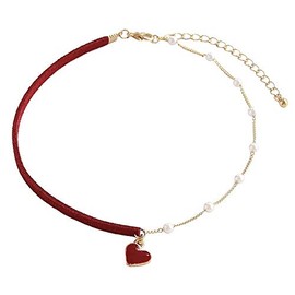 Avance Women's Necklace Heart Pearl Chain Choker