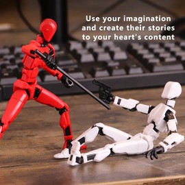 Schythely Titan T13 Action Figures Set -(Assembly Required) Robot Action Figure Fidget Toys for Nova N13 Anime Figures with 3D Lucky Dummy 13 Robot Figures Multi Movable Joints Gifts (Blue)