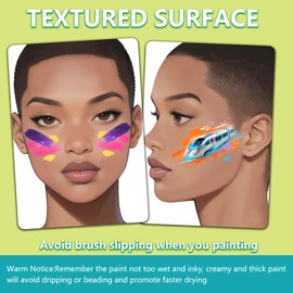 DELORIGIN 2pcs Face Painting Practice Board A4 Size Reusable Makeup Painting Practice Boards Template Stage Makeup Exercise Tool Facial Paint Supplies for Face Artist Beginner(Crew Cut Woman)