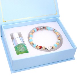 Lia Chahla London Aromatherapy Bracelet Gift Set for Women - Stress Relief Bracelet Relaxation Bracelet for Girls (Small 17cm, Blue Ocean Jasper)
