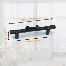 AuRiver 6 pcs Tree Branch Cabinet Handles Twig Branch Cabinet Handles 3inch Hole Center Dresser Handles Modern Alloy Cabinet Handles Drawer Pulls (Black)