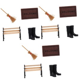 Operitacx 3 Sätze Puppenhaus-Modell weihnachtsdeko zarter Mini-Hausbesen Weihnachtsschmuck für Puppenhäuser Teppiche Ornament Szenenmodell Mini-Teppich-Dekor empfindlich Zubehör Schemel Holz