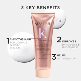Kérastase Gloss Absolu Insta-Glaze Acondicionador Anti-Frizz, Brillo Intenso, Ácido Hialurónico, Ácido Glicólico y Aceite de Rosa Silvestre 250 ml