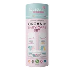 Aquatural Organic Baby Essentials Bath Care Set - Certified Organic Baby Shampoo, Lotion & Nappy Cream - Dermatologist Tested, Newborn Safe, Gentle & Nourishing