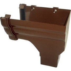 FLOPLAST Stopend Outlets - 65mm Square R/H RON3 110mm Niagara OGEE fits 68 or 80mm round and 65mm square downpipes (BROWN)