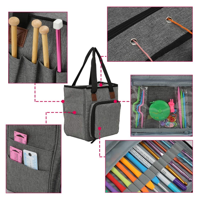 Knitting Bag,Yarn Storage Organizer Tote Bag Holder Case Cuboid with