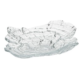 Restaurantware Vetri 8.9 x 6.7 x 1.8 Inch Glass Serving Dishes 6 Durable Unique Serving Dishes - Seashell Design Dishwashable Clear Glass Dinnerware For Hot & Cold Foods