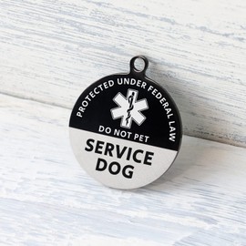 MYLUCKYTAG Service Dog Tag, QR Code Stainless Steel Pet ID Tag Dog Tag, Online Pet Profile, Pet Location Alert Email, Digital Pet Tag, Durable Pet ID, Dog Collar Tag, Engraved Pet Tag