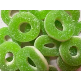 SOUR APPLE Flavored Chewy Gummy/Gummi Rings - Bulk Candy-  ONE Pound