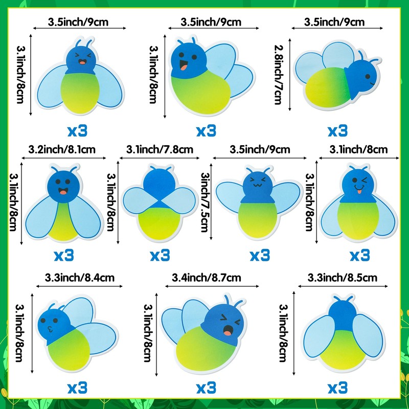 600 Sheets Cute Firefly Sticky Notes Insect Animals Firefly Shape