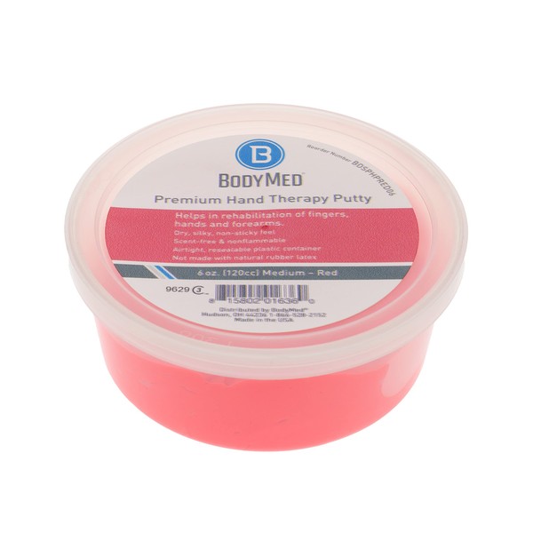 BodyMed Premium Hand Therapy Putty, Red, 6 Oz., Medium, Strengthening Therapy Putty for Physical Rehabilitation