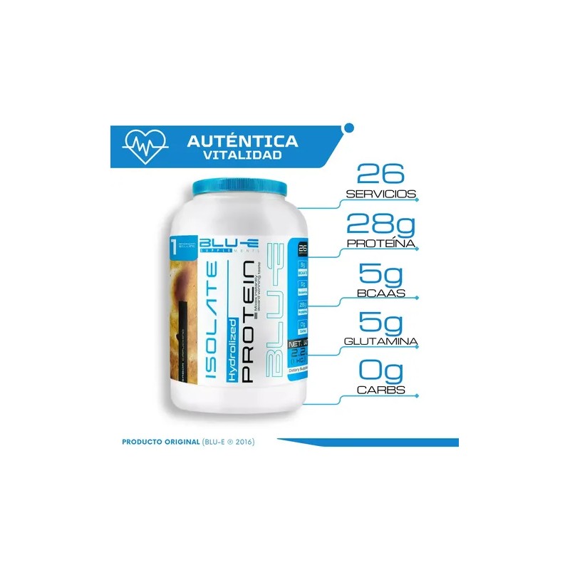 Proteína Whey Isolate BLU-E en Polvo de 1 Kg Sabor