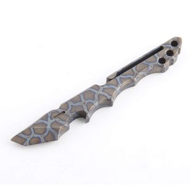 Titanium Crowbar Corkscrew Outdoor Survival EDC Multi-function Tool Crowbar with Pocket Clip by Fanycs(burnt titanium blue)