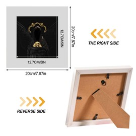 2 Pack 5×5" Photo Frames - No-Drill White MDF Square Picture Frames, Wooden Grain Texture Gallery Picture Frame with Acrylic Glass and Acid Free Mount for Wall Mounted, Desk Top, Table Display