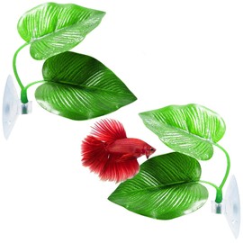 Zickupy 2Pack Beta Leaf Bed Fish Resting Leaf Betta Hammock Beta Tank Decorations Aquarium Plants Betta Fish Accessories for Small Tank