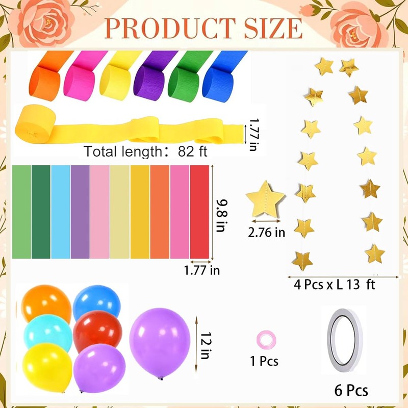 Rainbow Paper Chain Garland Party Decorations Include 400 Sheet Paper