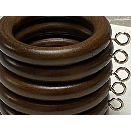 Wooden Curtain Rings 45mm with Screw Eye for Curtain Pole Charred Brown Drapery Curtain Rings Rod Hanging Sliding Eyelet for 42mm Poles Pack of 18.