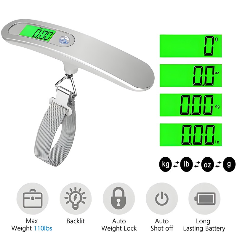 Luggage Weight Scale Portable LCD Display Electronic Scale 1G to
