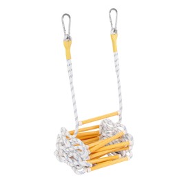 EMEKIAN Emergency Fire Escape Ladder Flame Resistant Safety Extension Rope with 2 Hooks, 2-5 Story Homes Reusable Portable Rope Ladder Fire Escape for Window Telescope Ladder for Kids 16FT
