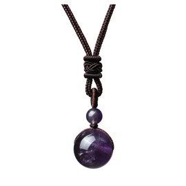 Jovivi Crystal Necklace Amethyst Crystal 16mm Natural Gemstone Ball Healing Stone Necklace Rope for Men Women Jewellery Crystal Gifts for Boyfriend Dad Fathers Day Christmas