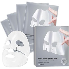 Deep Collagen Overnight Mask – Firming & Hydrating Sheet Mask with Peptides – Low Molecular Collagen for Smoother, Plumper Skin – 4 Pack (4 PACK)