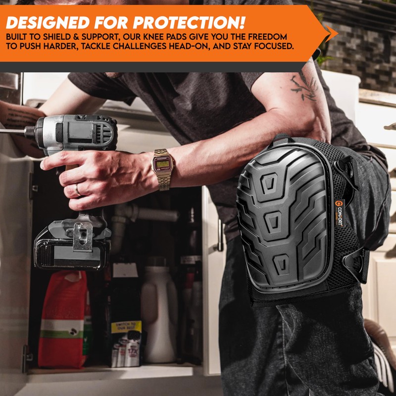 COMFORTGUARD Black Edition Professional Work Knee Pads with Heavy-Duty Foam